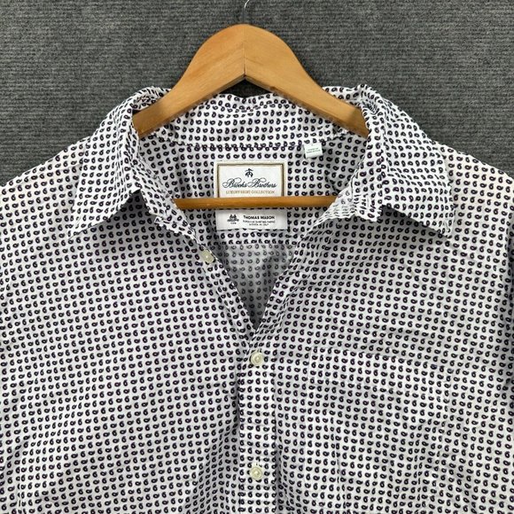 Brooks Brothers Shirt Mens Large Blue White Luxury Collection Comfort Classic - Picture 2 of 11